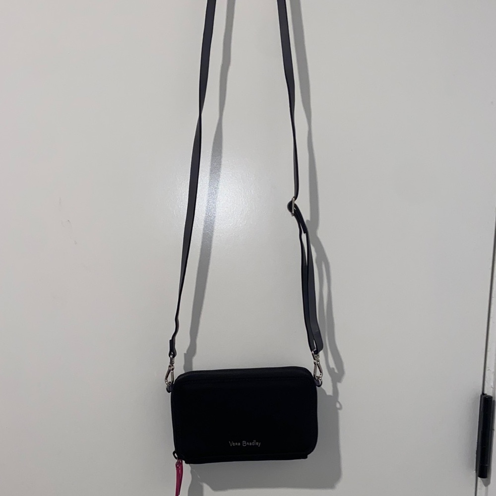 Vera Bradley Black Crossbody Bag with Pink Accent